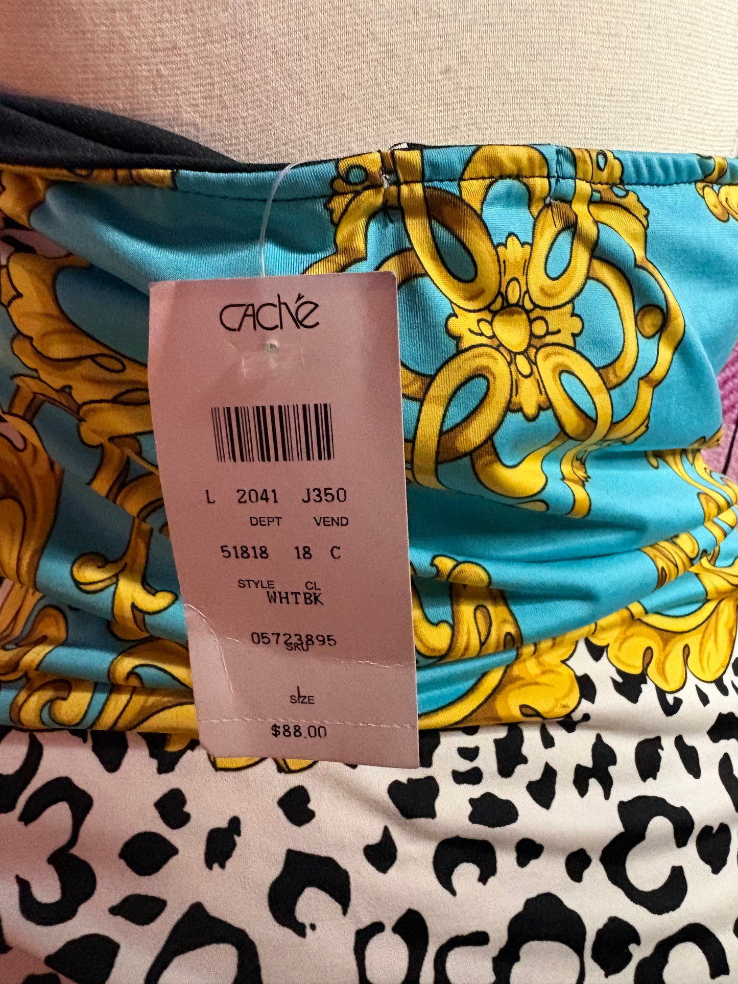 CACHÉ-Turquoise and gold detailed animal print