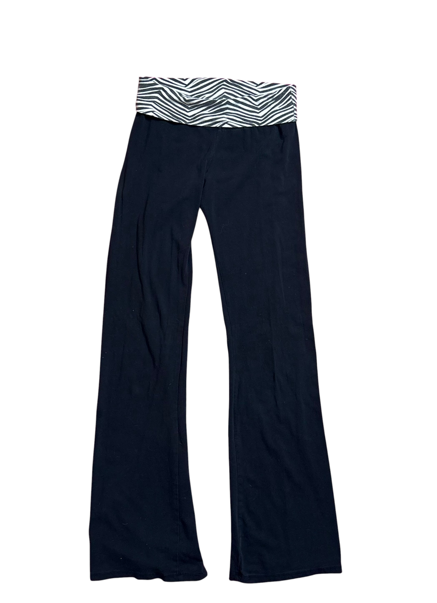 American Dream-Zebra print fold over flared leggings