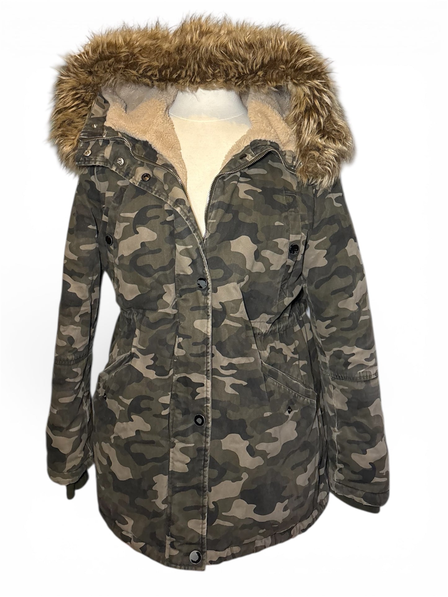 Faux Fur Camouflage Winter Jacket