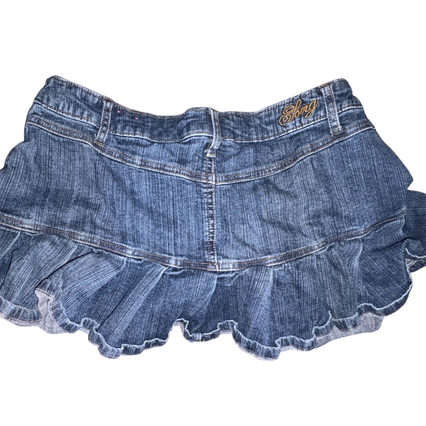 Ruffled Denim Mini Skirt