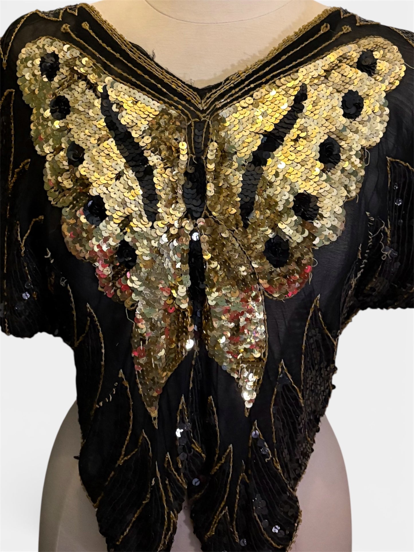 Vintage 1970s Sequinned Butterfly Top