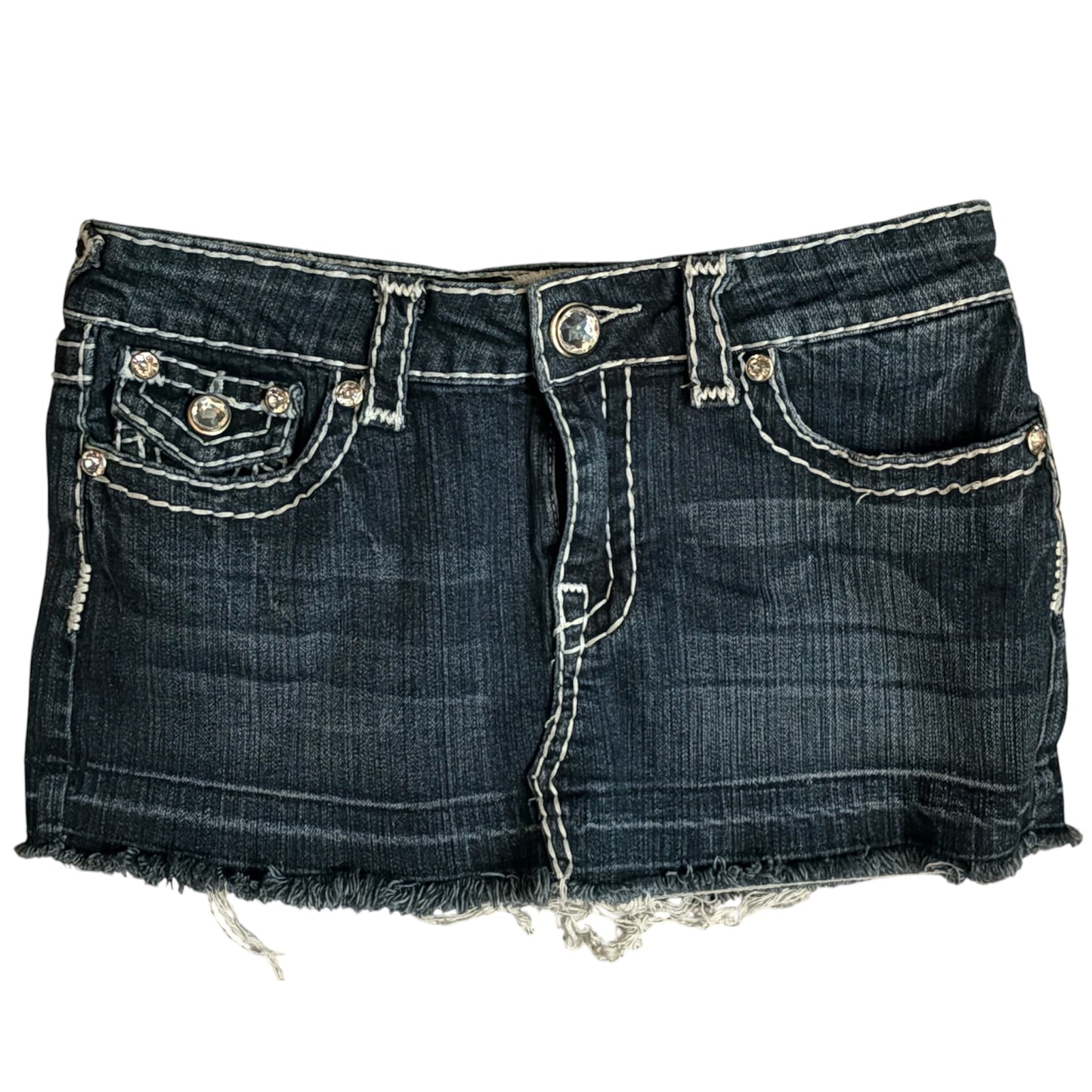 LA Idol White Stitched Denim Mini Skirt