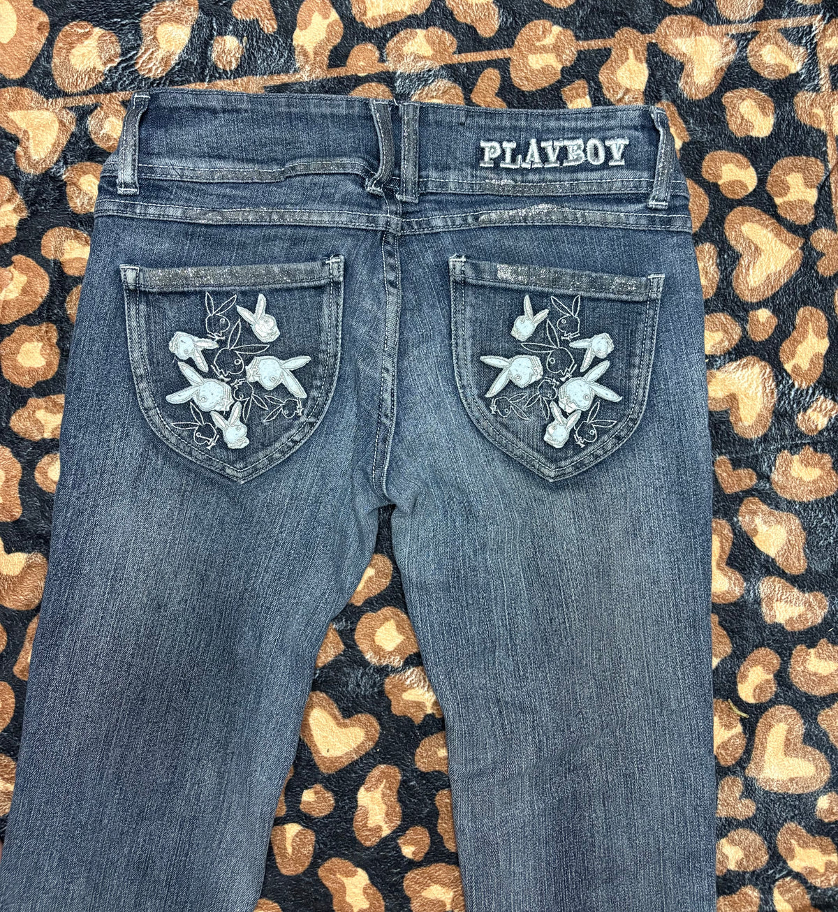 Playboy Sparkle Stitched Bunny Embroidered ultra lowrise Jeans