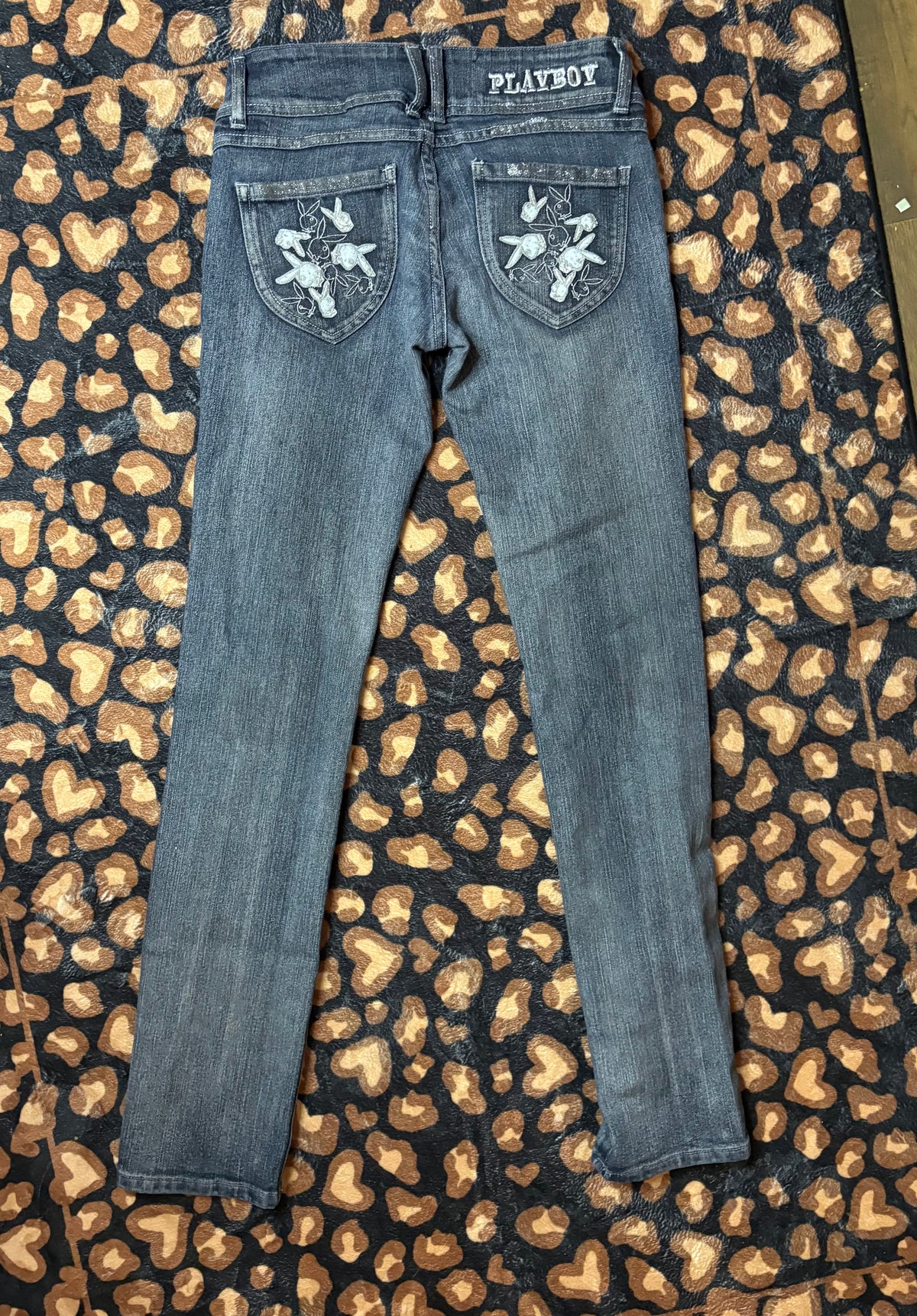 Playboy Sparkle Stitched Bunny Embroidered ultra lowrise Jeans