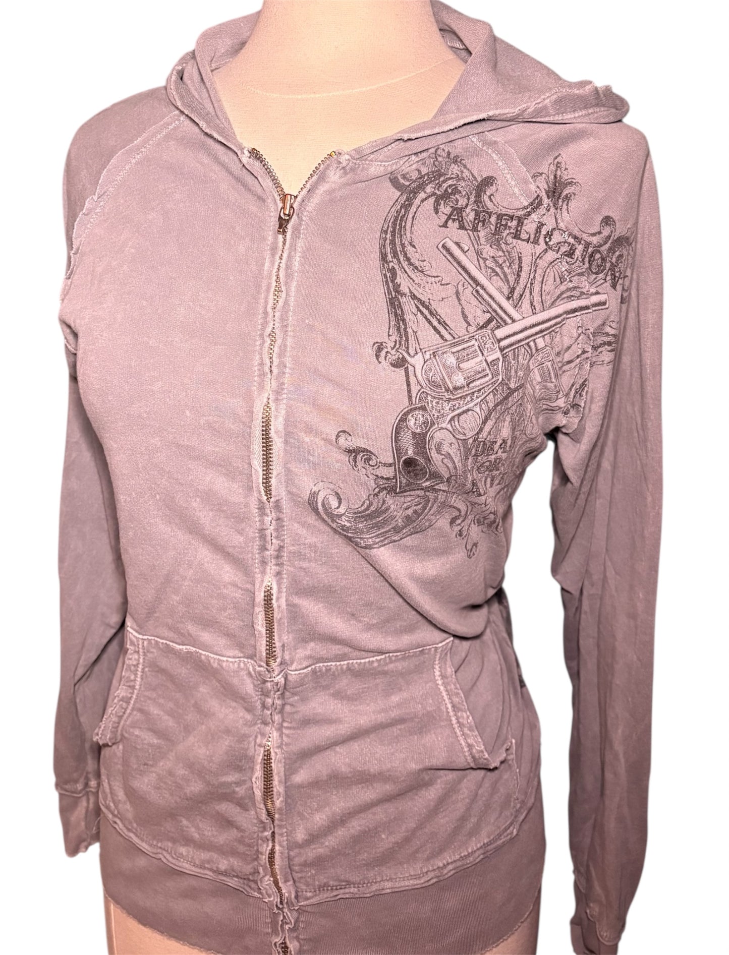 Grey Affliction Zip Up Hoodie