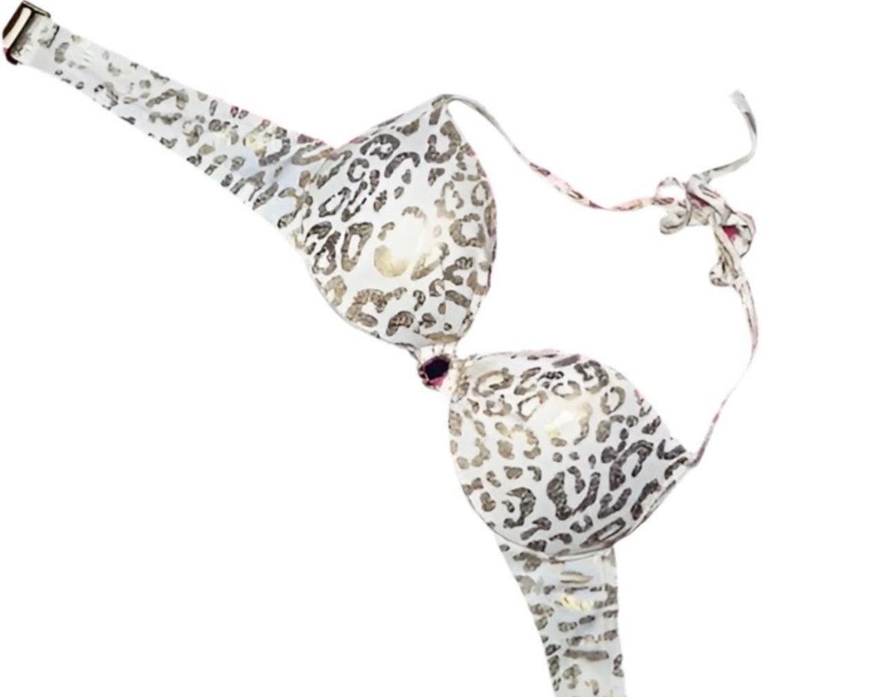 Gold and White Leopard Bikini Top