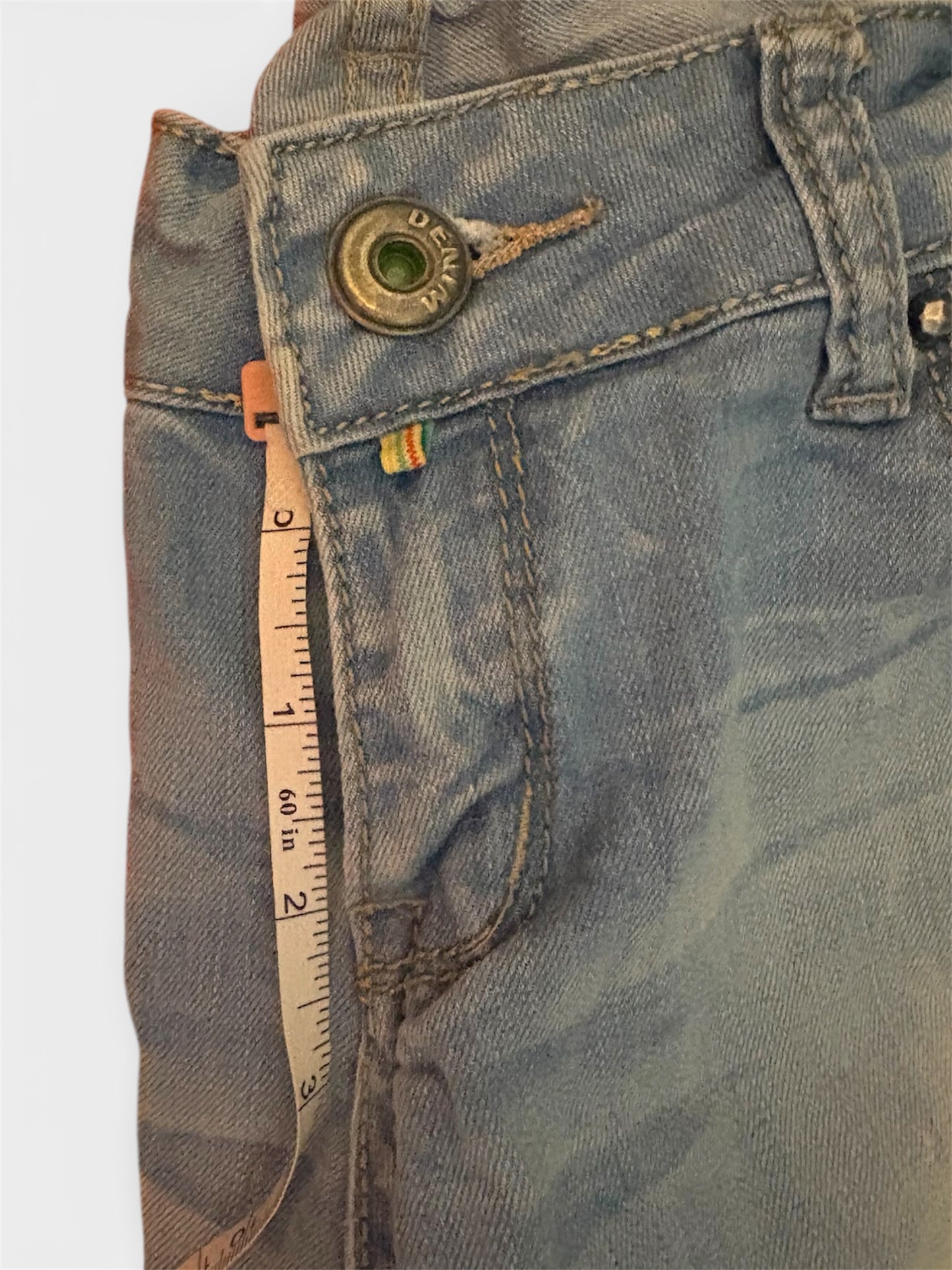 Rhinestoned Light Wash Low Rise Jeans