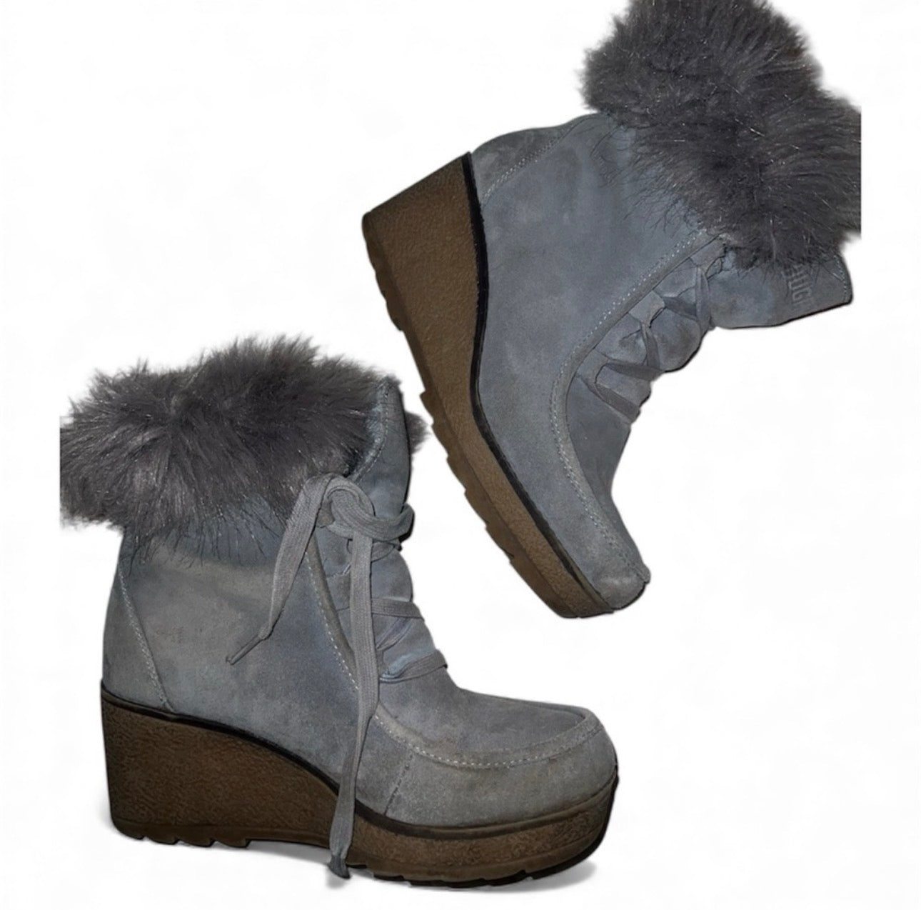 Fur Lined Platformed Grey Booties