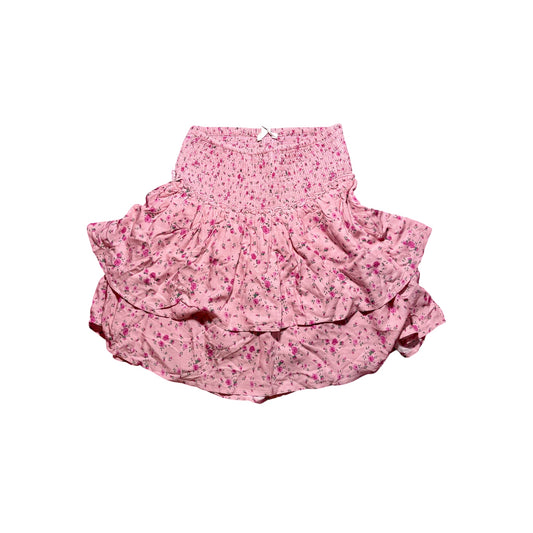 Pink Floral Layered Skirt