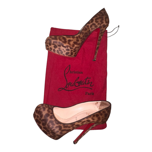 Christian Louboutin Pony Hair Leopard Print Red Bottoms
