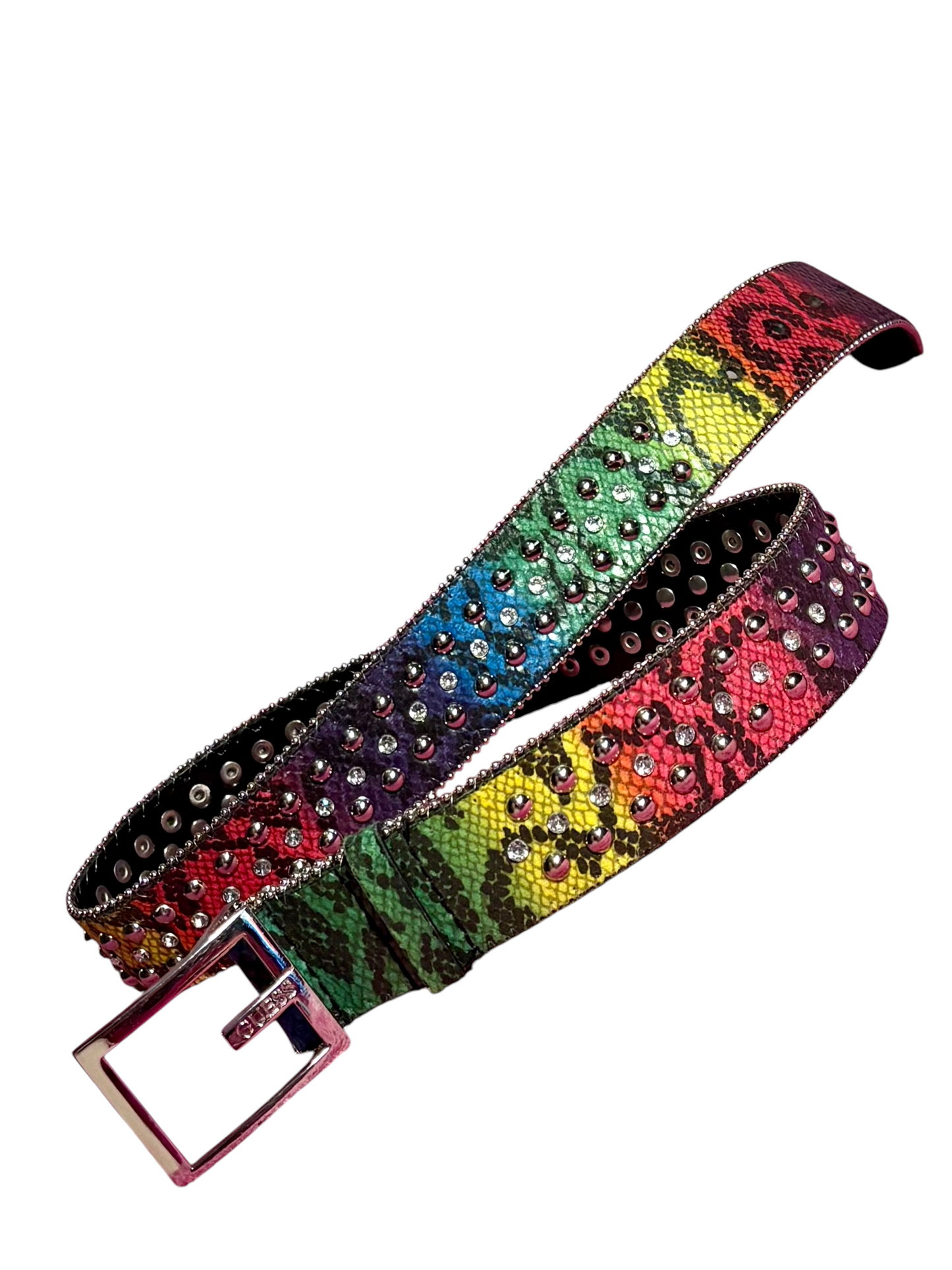 GUESS Studded Rainbow and Rhinestoned Belt