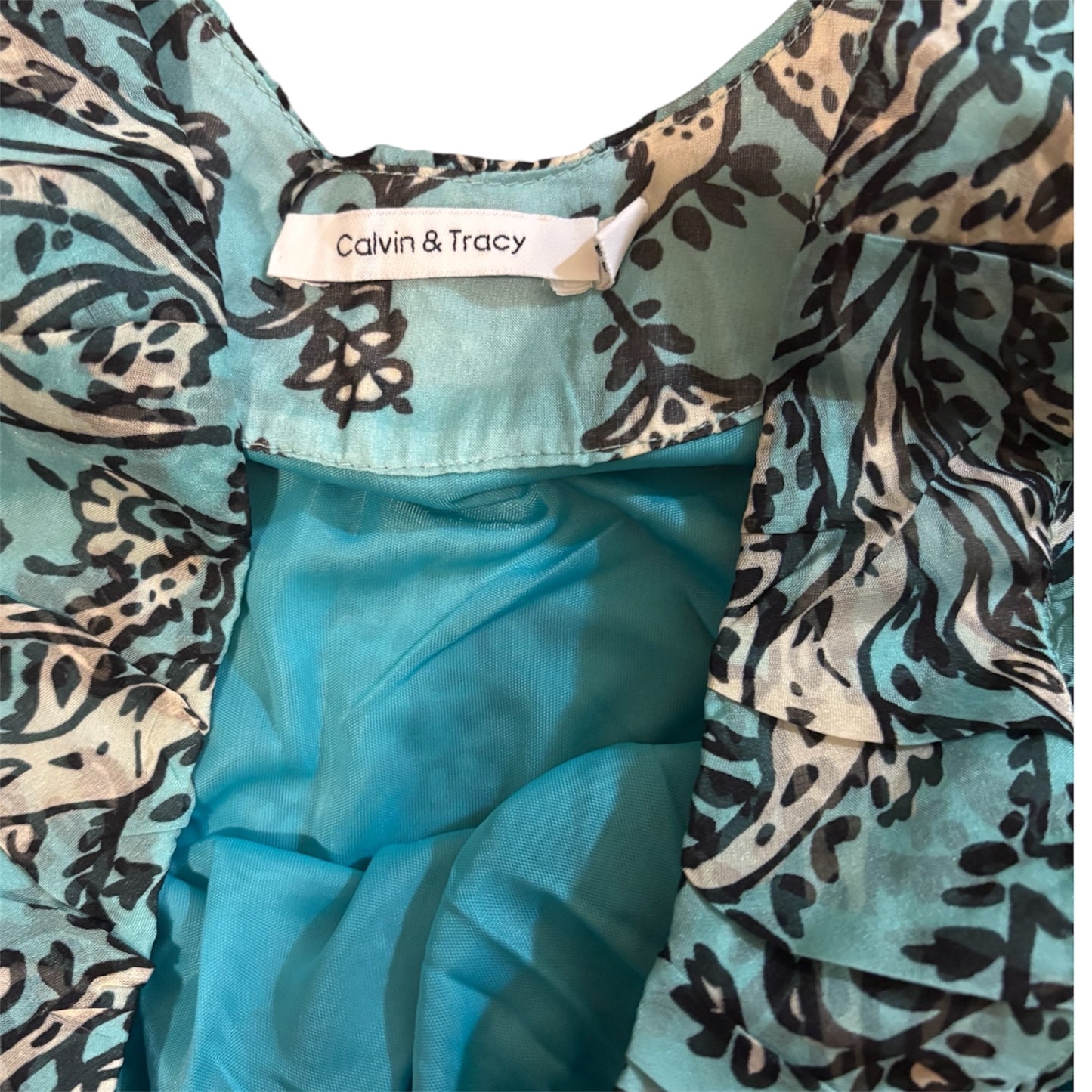 Baby Blue and White Floral Blouse
