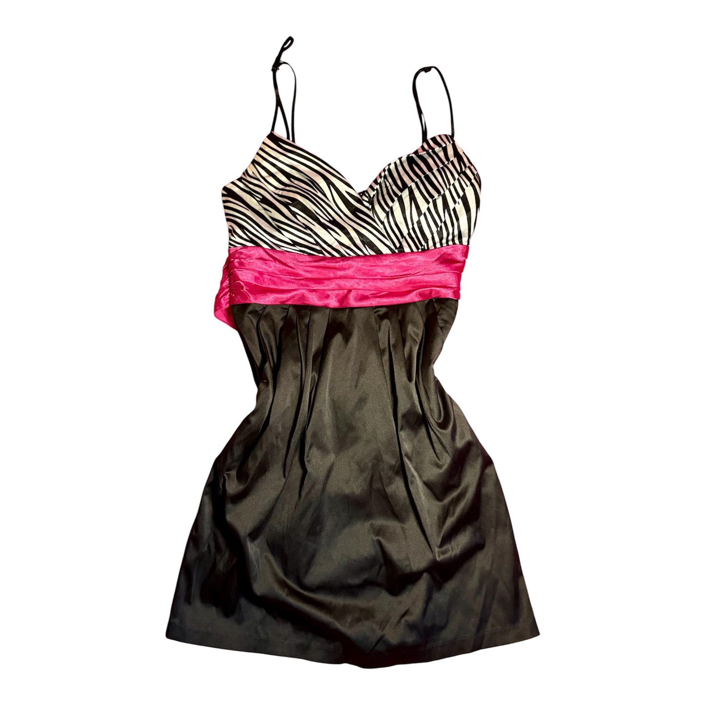 Tie Back Waist Zebra Print Bust Detailed Dress