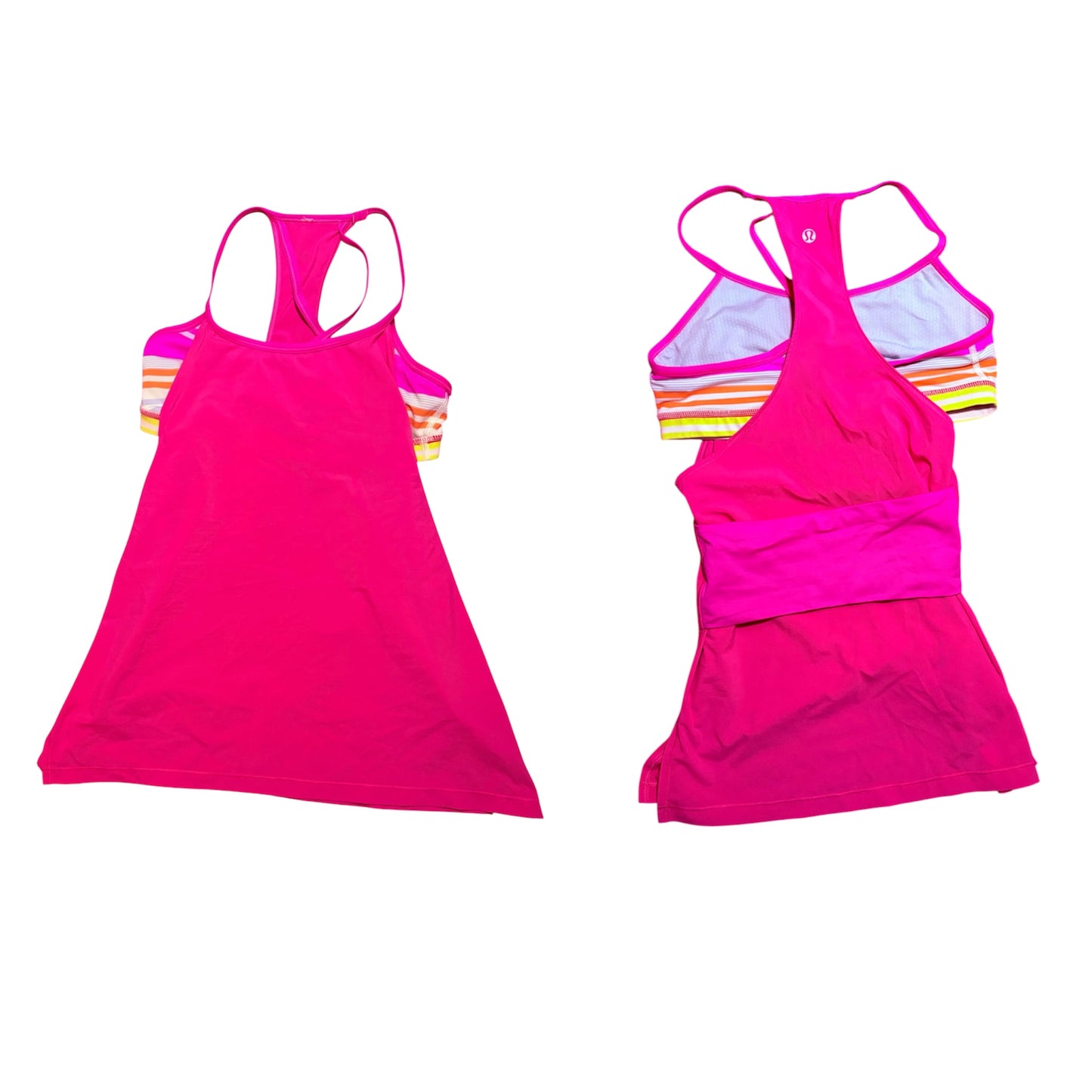 Lululemon Active Wear Top Attached Striped Multi Colour Bra