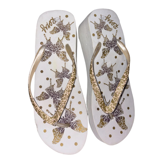 Roxy Sparkly Butterfly Detailed Wedged Platform Flip Flop Sandals