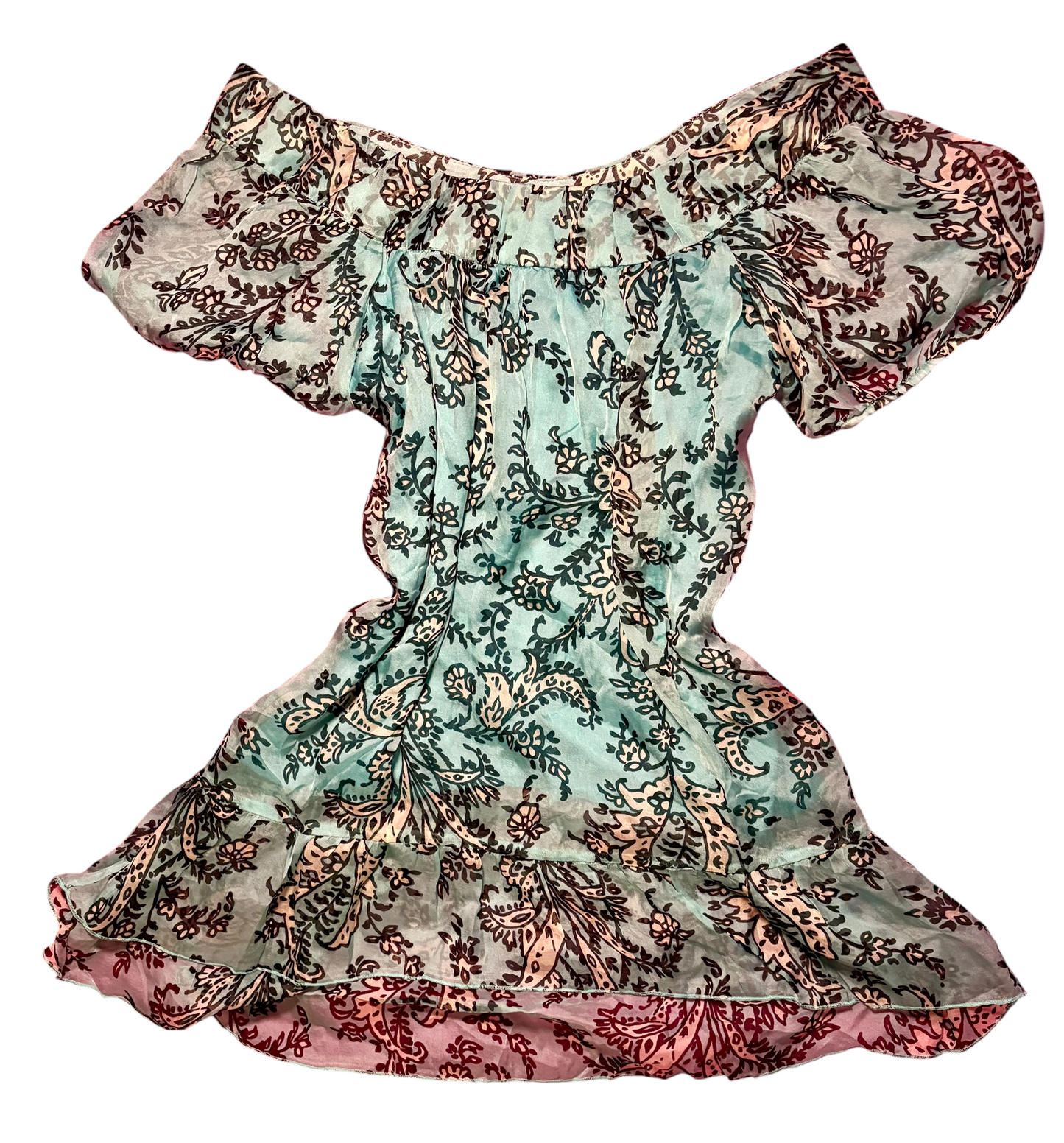 Baby Blue and White Floral Blouse