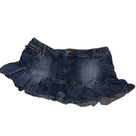 Ruffled Denim Mini Skirt