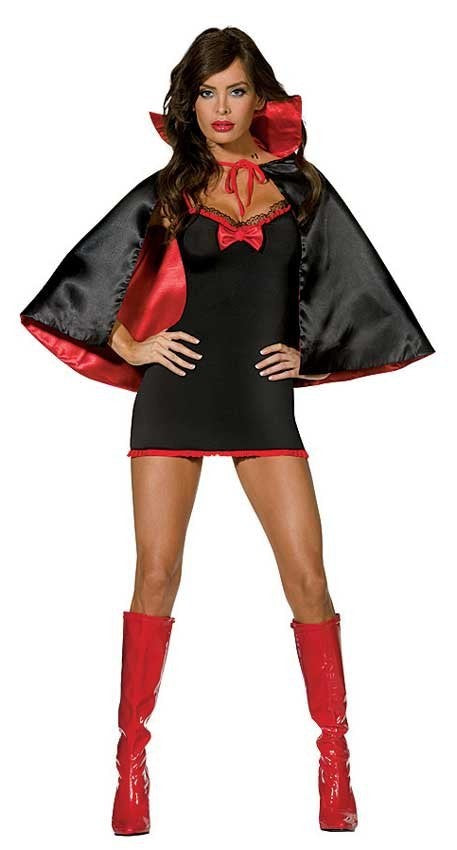 Y2k Vampire lace lined mini dress and cape halloween costume kit