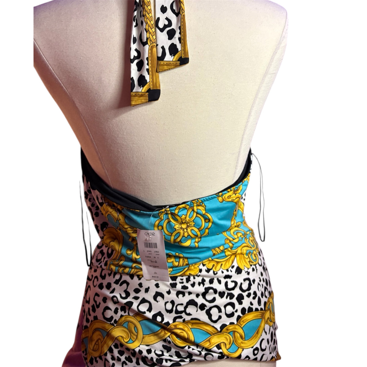 CACHÉ-Turquoise and gold detailed animal print