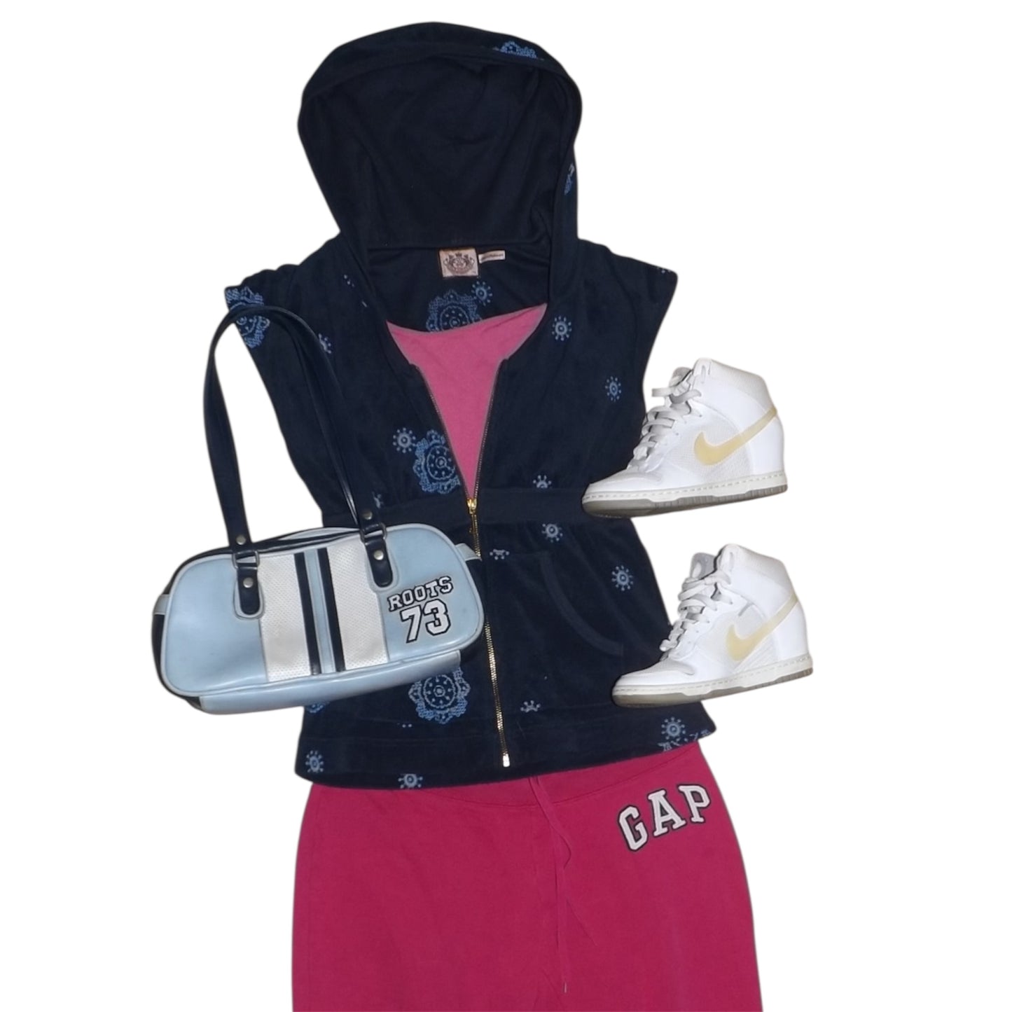 Juicy Couture Vintage Zip Up Short Sleeve Top