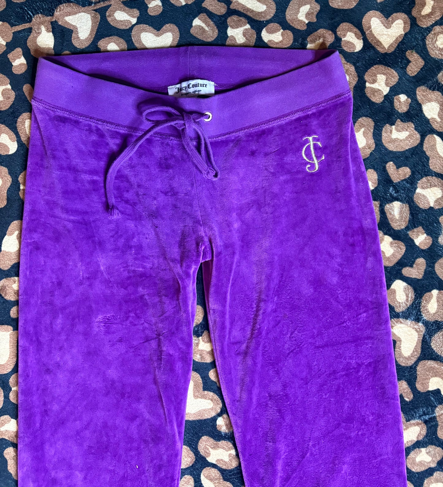 Juicy couture purple velvet gold embroided pants