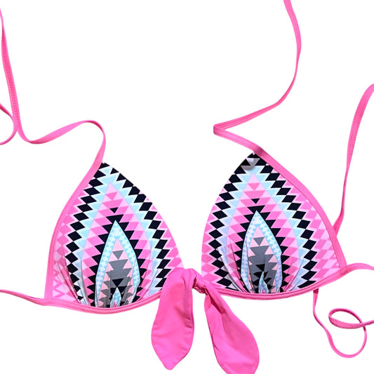Neon geometric patterned bikini top