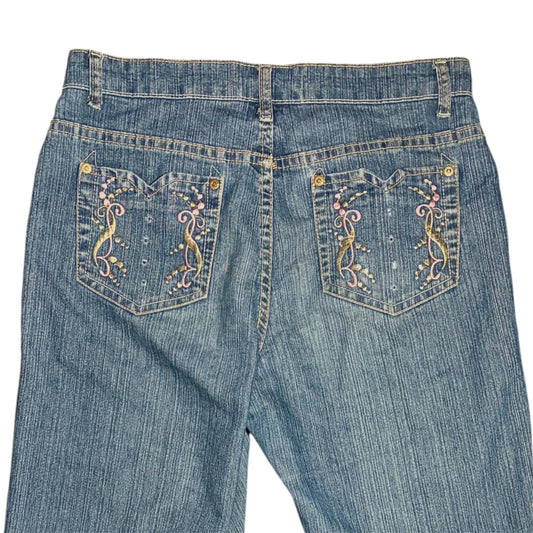 French Twist Pink embroidered boot cut jeans