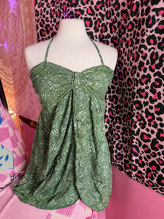 Tropical Print Halter Neck Dress