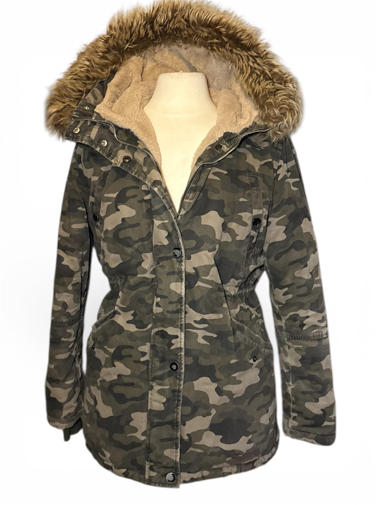 Faux Fur Camouflage Winter Jacket